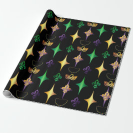 Harlekijnkralen Masker Fleur de Lis Mardi Gras Cadeaupapier