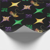 Harlekijnkralen Masker Fleur de Lis Mardi Gras Cadeaupapier (Hoek)
