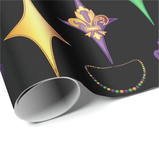 Harlekijnkralen Masker Fleur de Lis Mardi Gras Cadeaupapier (Rol Hoek)