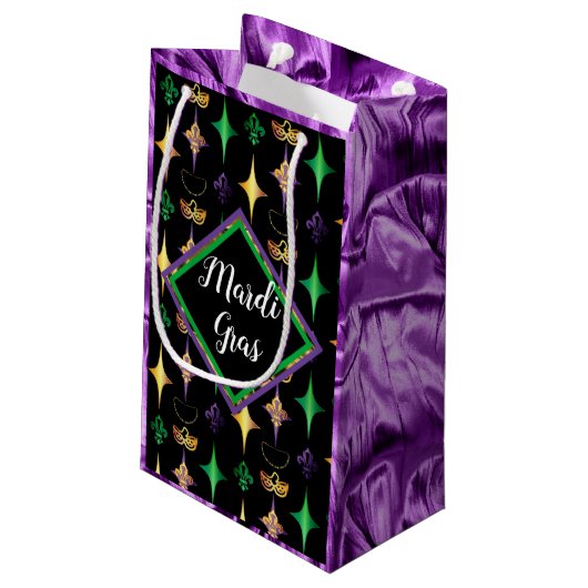 Harlekijnkralen Masker Fleur de Lis Mardi Gras Klein Cadeauzakje (Achterkant Gekanteld)