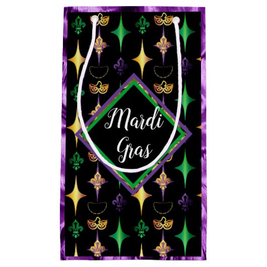 Harlekijnkralen Masker Fleur de Lis Mardi Gras Klein Cadeauzakje (Voorkant)