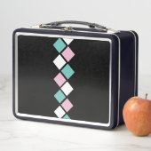 Harlekijnmetalen lunchbox (zwart, aqua en roze) (In situ)