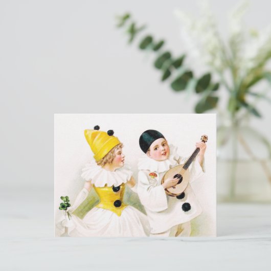 harlekijnpaar briefkaart (Staand voorkant)