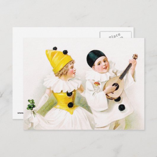 harlekijnpaar briefkaart (Voorkant / Achterkant)