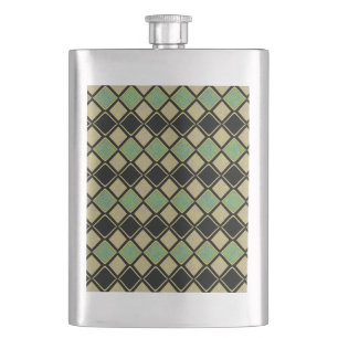Harlekijnpatroon in goud, groen en zwart flacon
