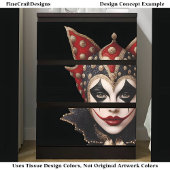 Harlekijnrood, goud en wit gezicht BU1 decoupage Tissuepapier