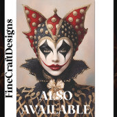 Harlekijnrood, goud en wit gezicht BU1 decoupage Tissuepapier