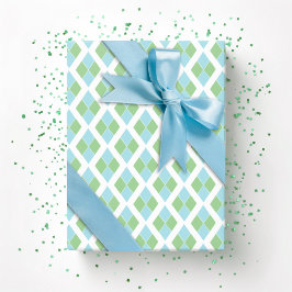 Harlekijnrooster in groen en aqua cadeaupapier