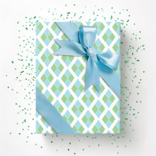 Harlekijnrooster in groen en aqua cadeaupapier