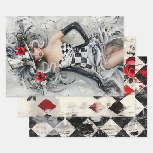 Harlekijnrozen Inpakpapier Vel (Set)