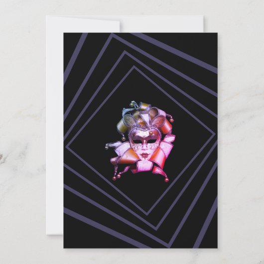 Harlekijnse oudejaarsuitnodiging kaart (Achterkant)