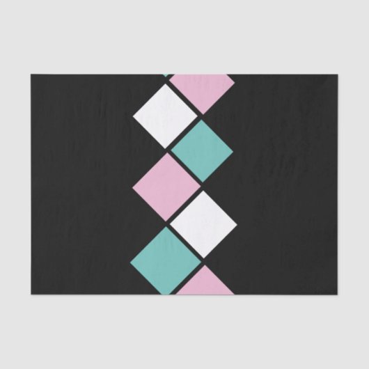 Harlekijntissuepapier (zwart, aqua & roze) tissuepapier (Voorkant)