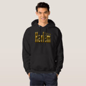 Harlem black hoodie in gouden lettertjes. (Voorkant volledig)