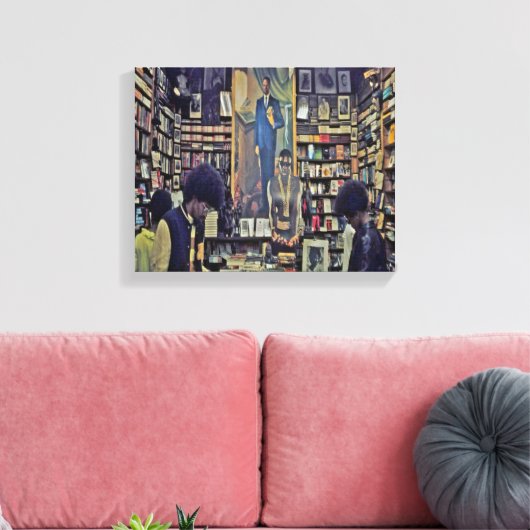 Harlem Bookstore Canvas uit de jaren zeventig (Insitu (Woonkamer))