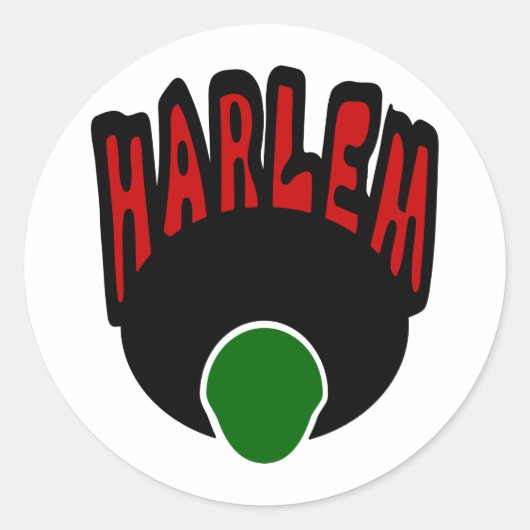 Harlem Graffiti met gezicht & Big Afro, 3 kleuren Ronde Sticker (Voorkant)