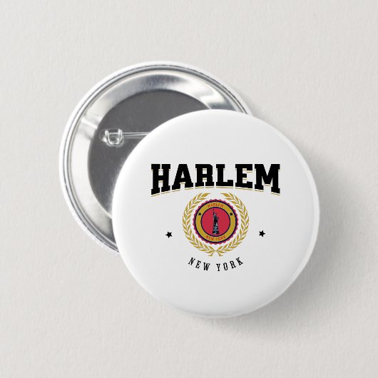 Harlem New York Black Ronde Button 5,7 Cm (Voorkant /achterkant)