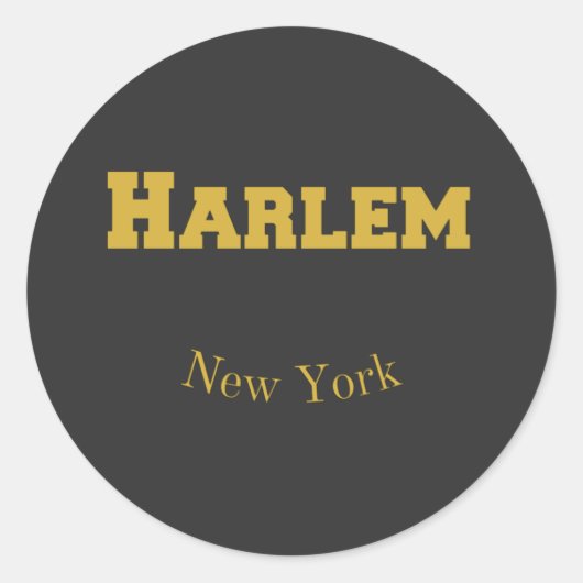 Harlem New York Gold Ronde Sticker (Voorkant)