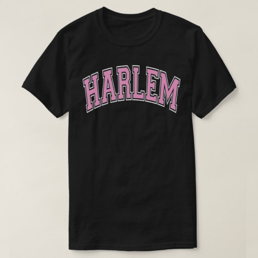 Harlem New York NYC Varsity Style Pink Tet T-shirt (Design voorkant)