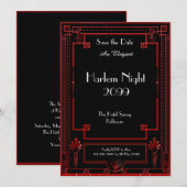 HARLEM Night, Black, RED, White, Geometric, Art De Kaart (Voorkant / Achterkant)