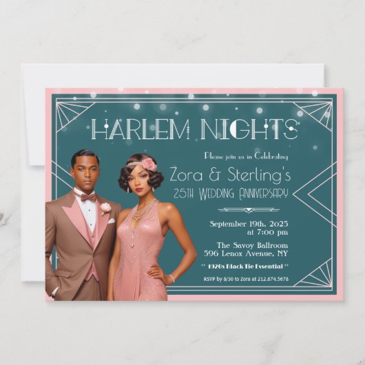 Harlem Nights Afro-Amerikaanse bruiloft Jubileum Kaart (Voorkant)