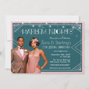 Harlem Nights Afro-Amerikaanse bruiloft Jubileum Kaart