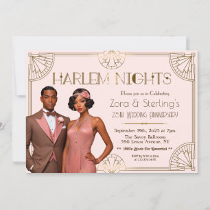 Harlem Nights Afro-Amerikaanse Huwelijksjubileum Kaart