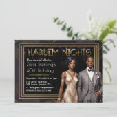 Harlem Nights Art Deco Afro-Amerikaanse verjaardag Kaart (Staand voorkant)