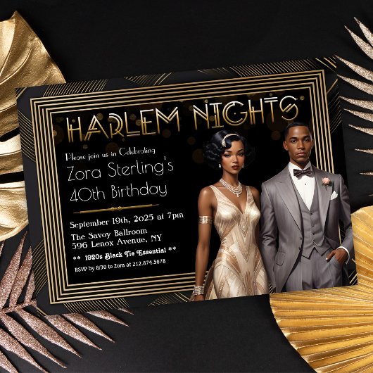 Harlem Nights Art Deco Afro-Amerikaanse verjaardag Kaart