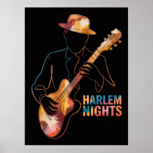 Harlem Nights gitaarsilhouet Poster