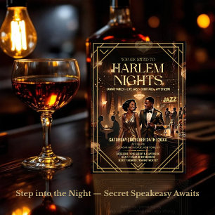 Harlem Nights jaren 20 Gatsby-feestuitnodiging Kaart