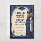 Harlem Nights Roaring 20s Blauwe Saffier Jazz Age Kaart (Voorkant)