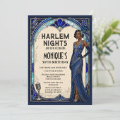 Harlem Nights Roaring 20s Blauwe Saffier Jazz Age Kaart (Staand voorkant)