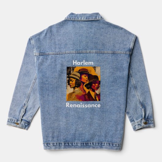 Harlem Renaissance Abstracte Kunst Zwarte Geschied Denim Jacket (Achterkant)