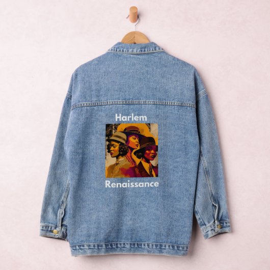 Harlem Renaissance Abstracte Kunst Zwarte Geschied Denim Jacket (Hangar)