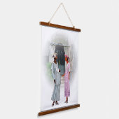 Harlem Renaissance Gesprek – 1922 Aquarel Hangend Wandkleed (Gebogen)