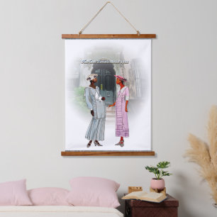 Harlem Renaissance Gesprek – 1922 Aquarel  Hangend Wandkleed
