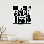 Harlem Renaissance Jazz Trio Zwart & Wit Poster (Keuken)
