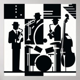 Harlem Renaissance Jazz Trio Zwart & Wit Poster