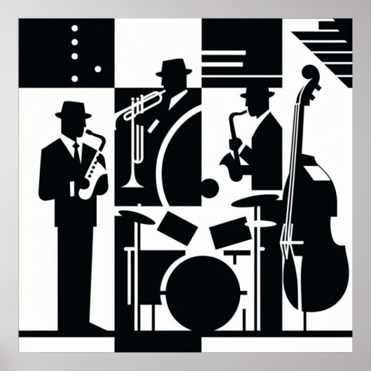 Harlem Renaissance Jazz Trio Zwart & Wit Poster (Voorkant)