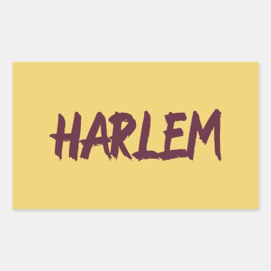 Harlem Text Base Design on Yellow Background Rechthoekige Sticker (Voorkant)