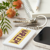 Harlem Text Base Design on Yellow Background Sleutelhanger (Voorkant Rechts)