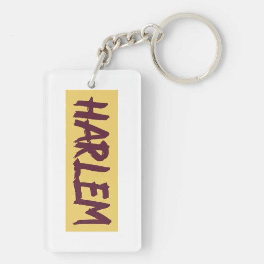 Harlem Text Base Design on Yellow Background Sleutelhanger (achterkant)