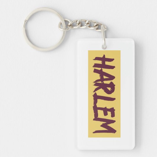 Harlem Text Base Design on Yellow Background Sleutelhanger (Voorkant)