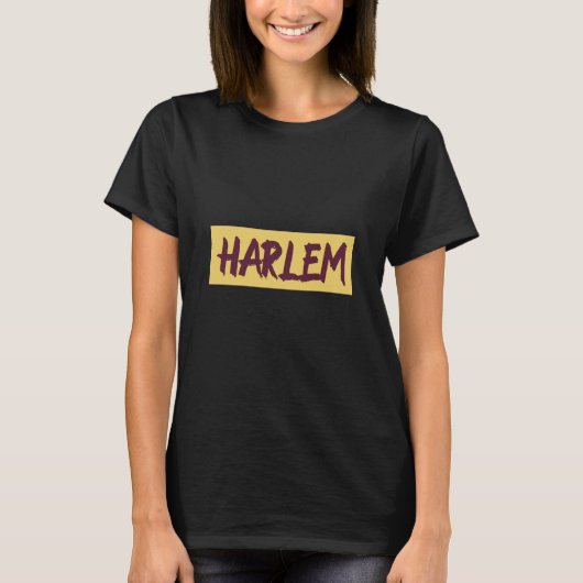 Harlem Text Base Design on Yellow Background T-shirt (Voorkant)