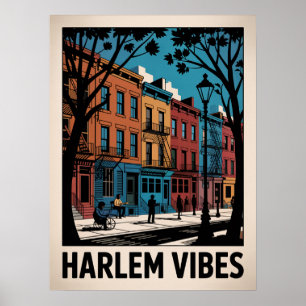 Harlem Vibes Kleurrijke Bruinstenen Kunst Poster