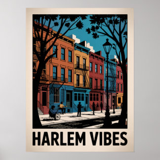 Harlem Vibes Kleurrijke Bruinstenen Kunst Poster