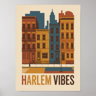 Harlem Vibes Platte Vectorarchitectuur Poster