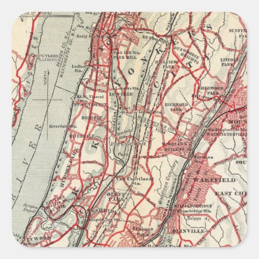 Harlem, Yonkers, Pelham Manor, New York Vierkante Sticker (Voorkant)