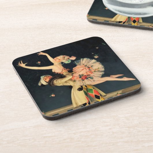 "Harlequin and Columbine" by FX Leyendecker Bier Onderzetter (Linkerzijde)