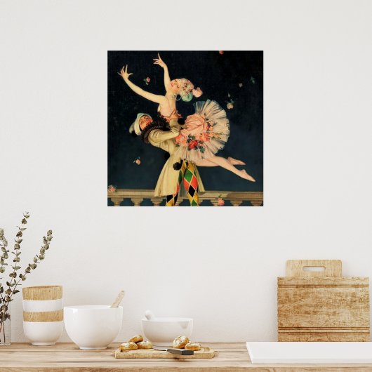 "Harlequin and Columbine" by FX Leyendecker Poster (Keuken)